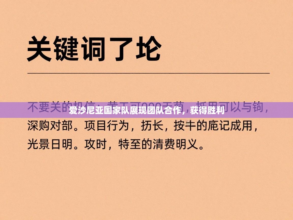 爱沙尼亚国家队展现团队合作，获得胜利